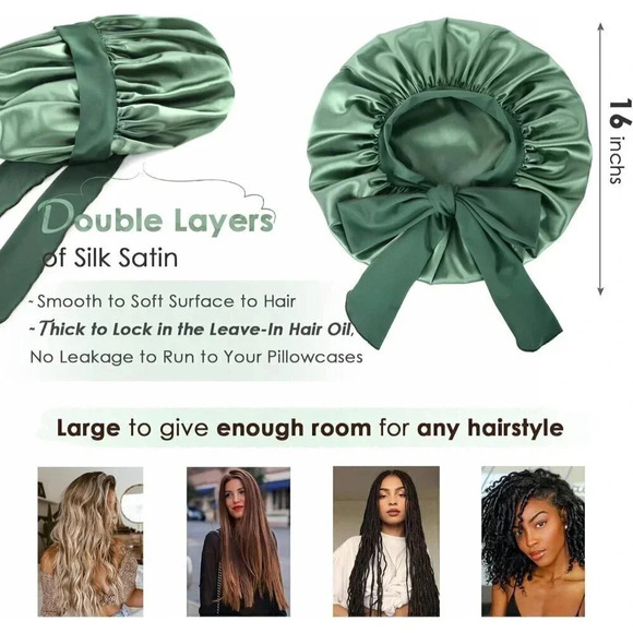 Yanibest Satin Bonnet Silk Bonnet For Sleeping Hair Bonnet With Tie Band Head - Picture 2 of 12